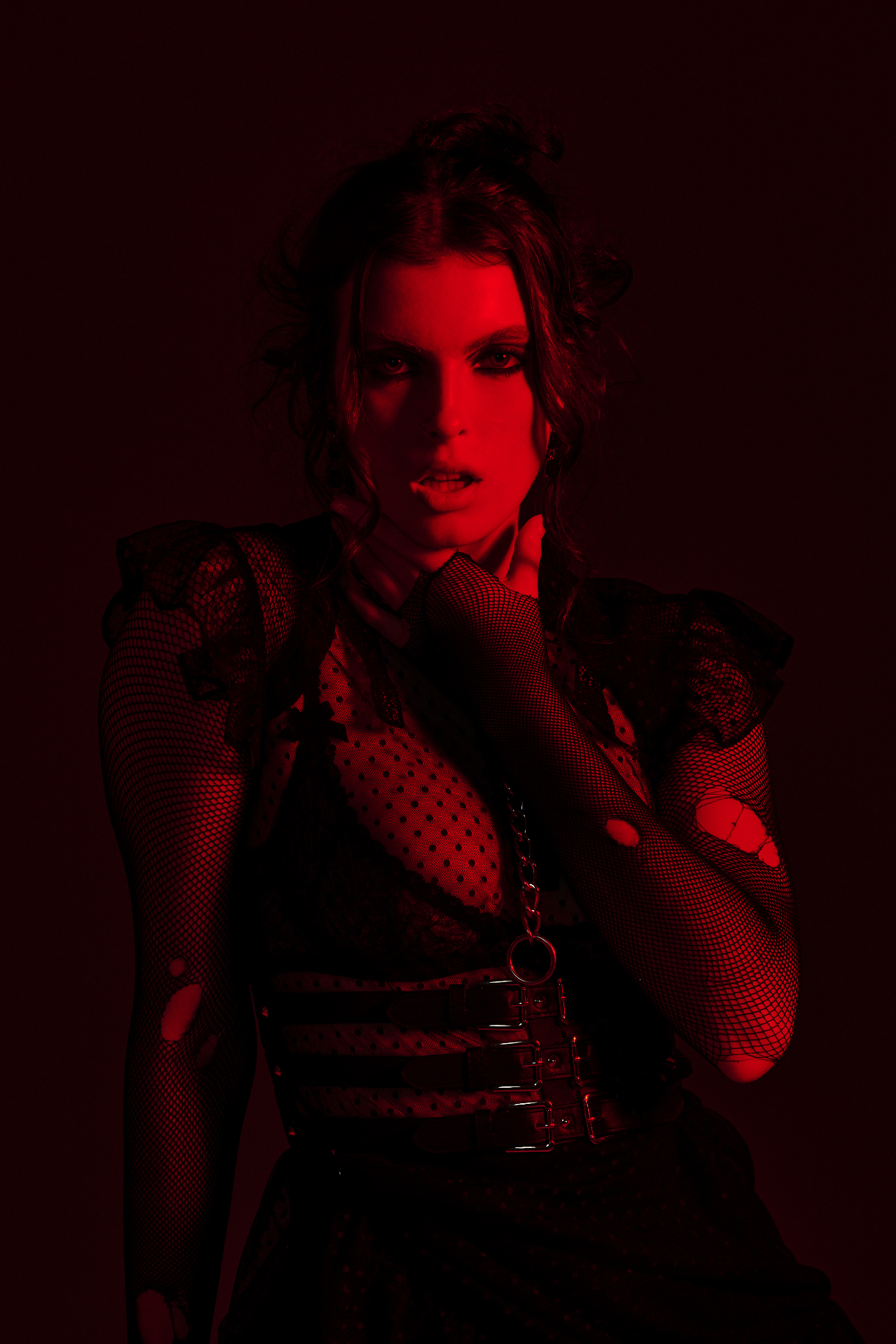 Creative red editorial makeup portrait